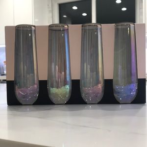 Rachel Zoe Champagne Flutes Gold Rim